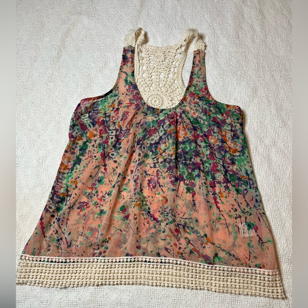 Collective concepts sheer floral blouse.